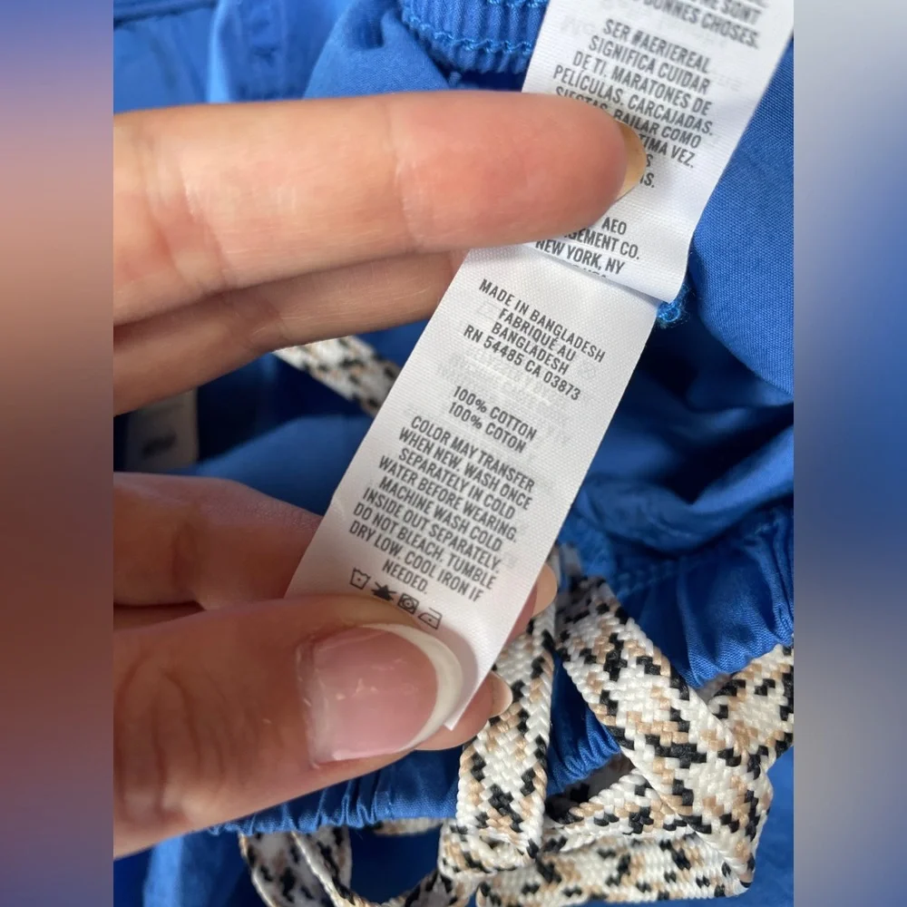 NWT Aerie baggy cargo skater pants XS cotton sustainable drawstring cobalt blue - Picture 10 of 15